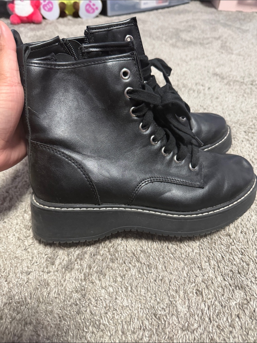 Black Women's Lace-Up Platform Ankle Boots